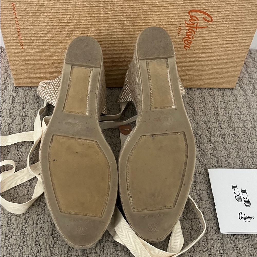 Castaner Cream Espadrille Wedge Shoes - Picture 4 of 8
